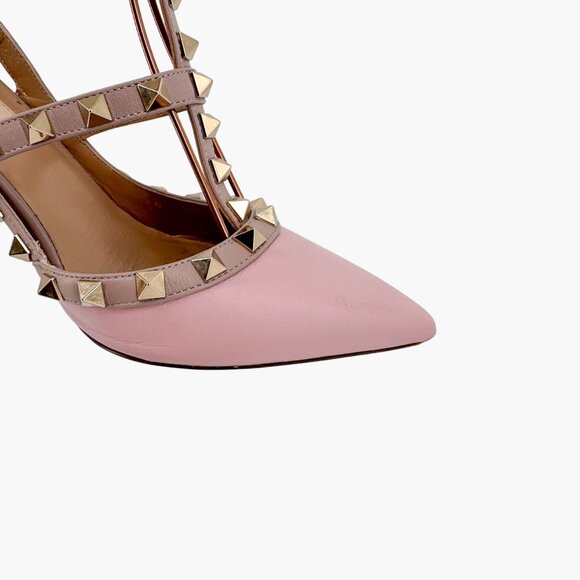 Valentino Rockstud Light Pink Leather Caged Pumps Pointed Heels Size 36.5 US 6.5 - Picture 11 of 15
